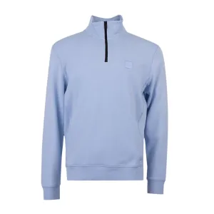 BOSS Zetrust Logo Patch Half Zip Blue Sweatshirt