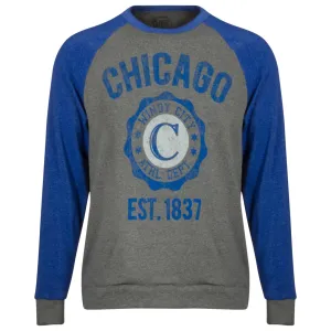 Chicago Men's Heather Grey and Royal Crew Neck Sweatshirt