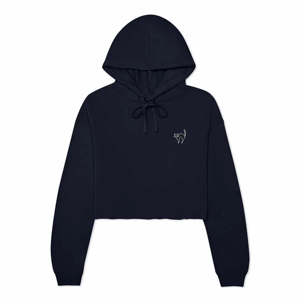 Dalix Black Cat Cropped Hoodie