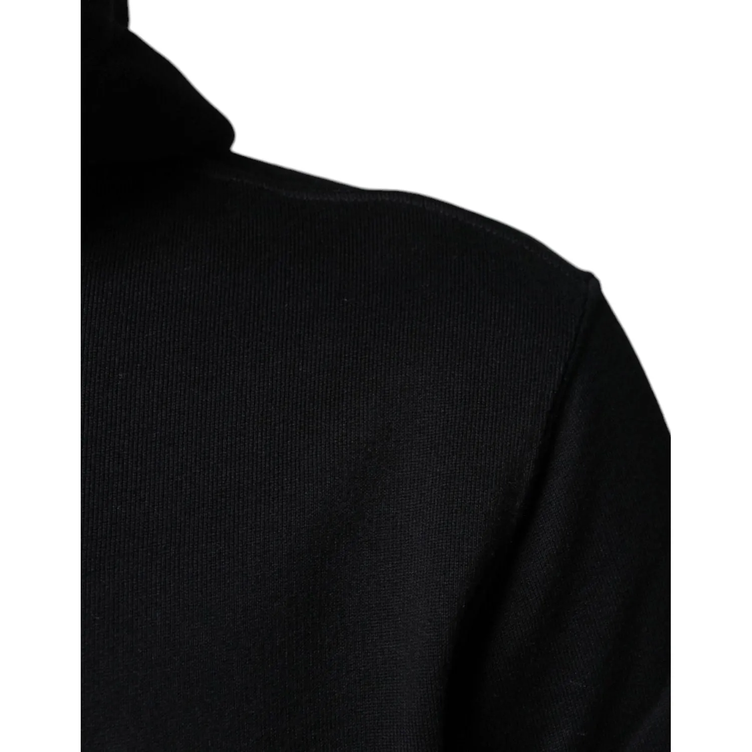 Dolce & Gabbana Black Cotton Hooded Logo Full Zip Sweater