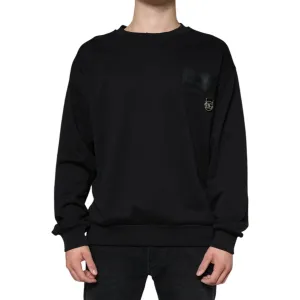 Dolce & Gabbana Black Logo Cotton Long Sleeves Sweatshirt Sweater