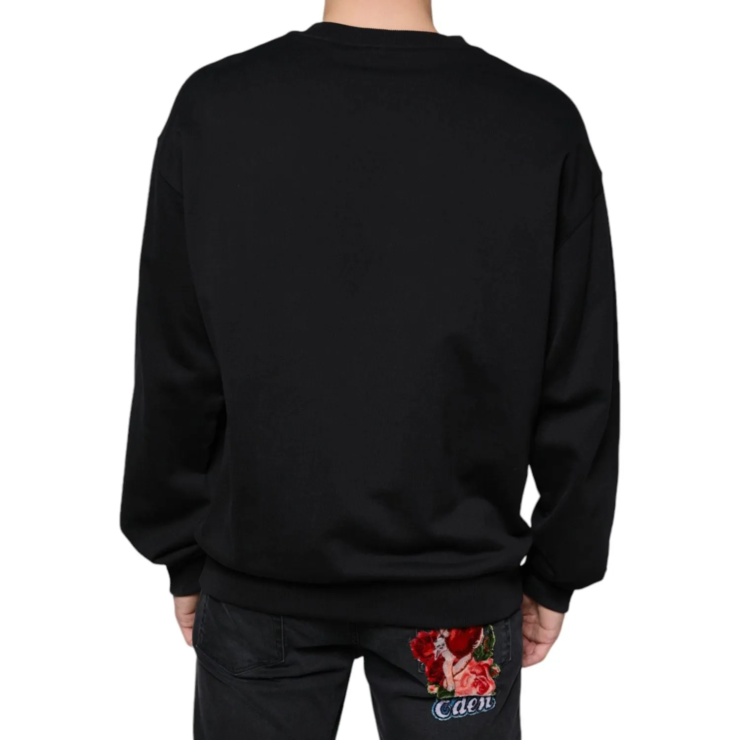 Dolce & Gabbana Black Logo Cotton Long Sleeves Sweatshirt Sweater