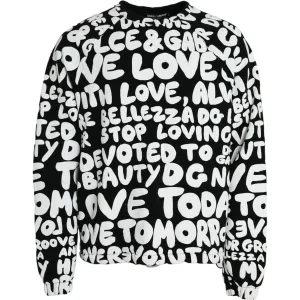 Dolce & Gabbana Black White Logo Print Crew Neck Sweatshirt Sweater