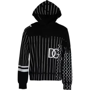 Dolce & Gabbana Black White Stripes Logo Hooded Sweater