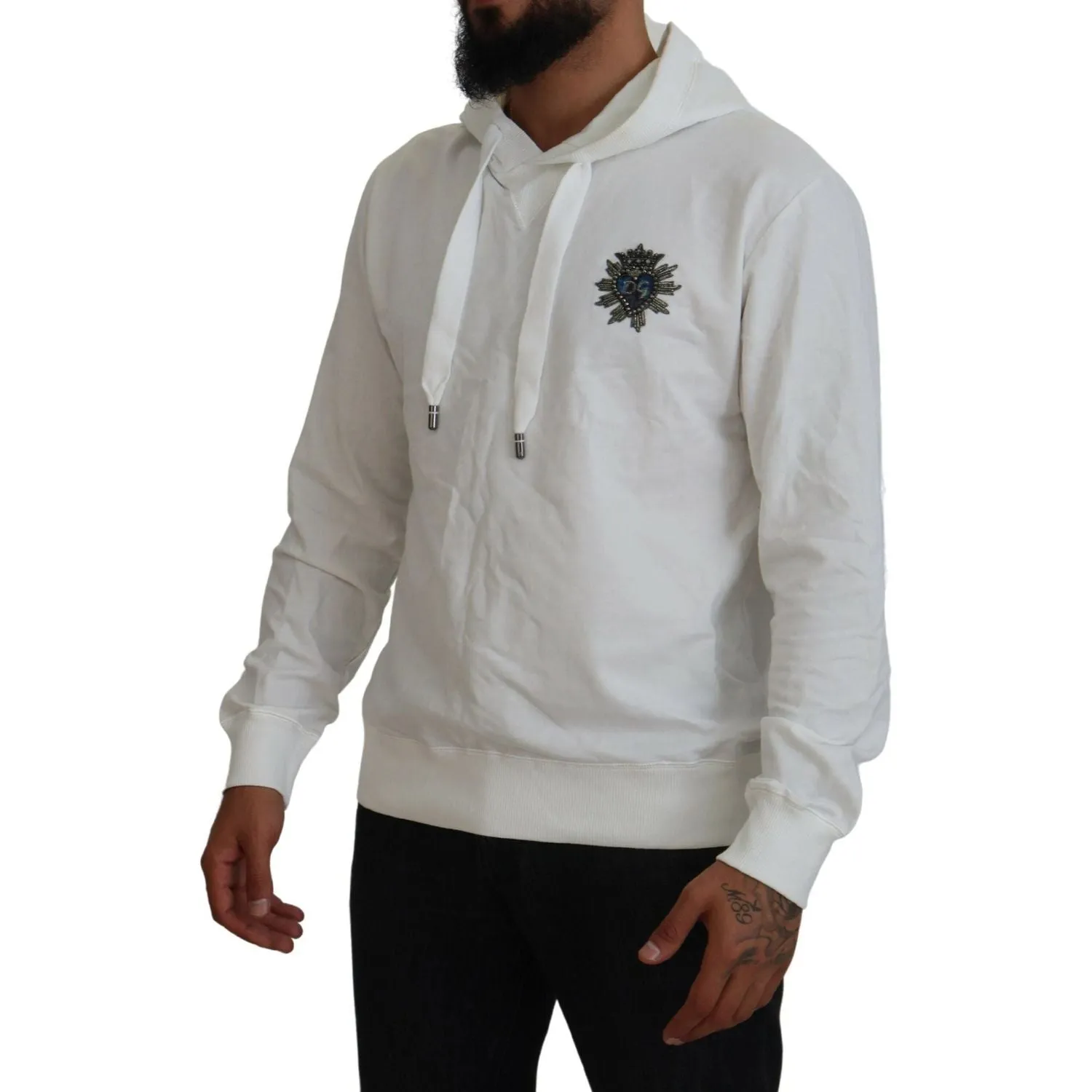 Dolce & Gabbana Elegant White Logo Hooded Sweatshirt