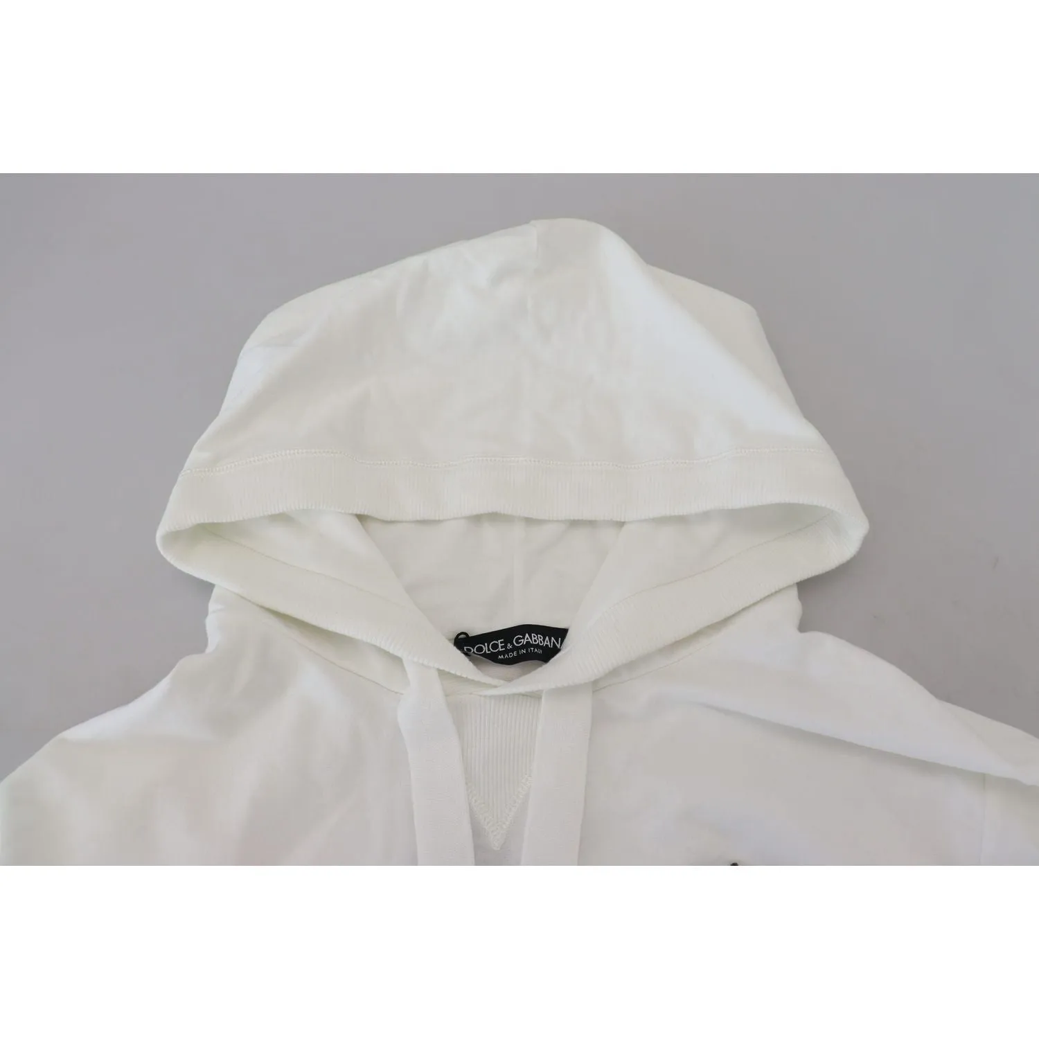 Dolce & Gabbana Elegant White Logo Hooded Sweatshirt