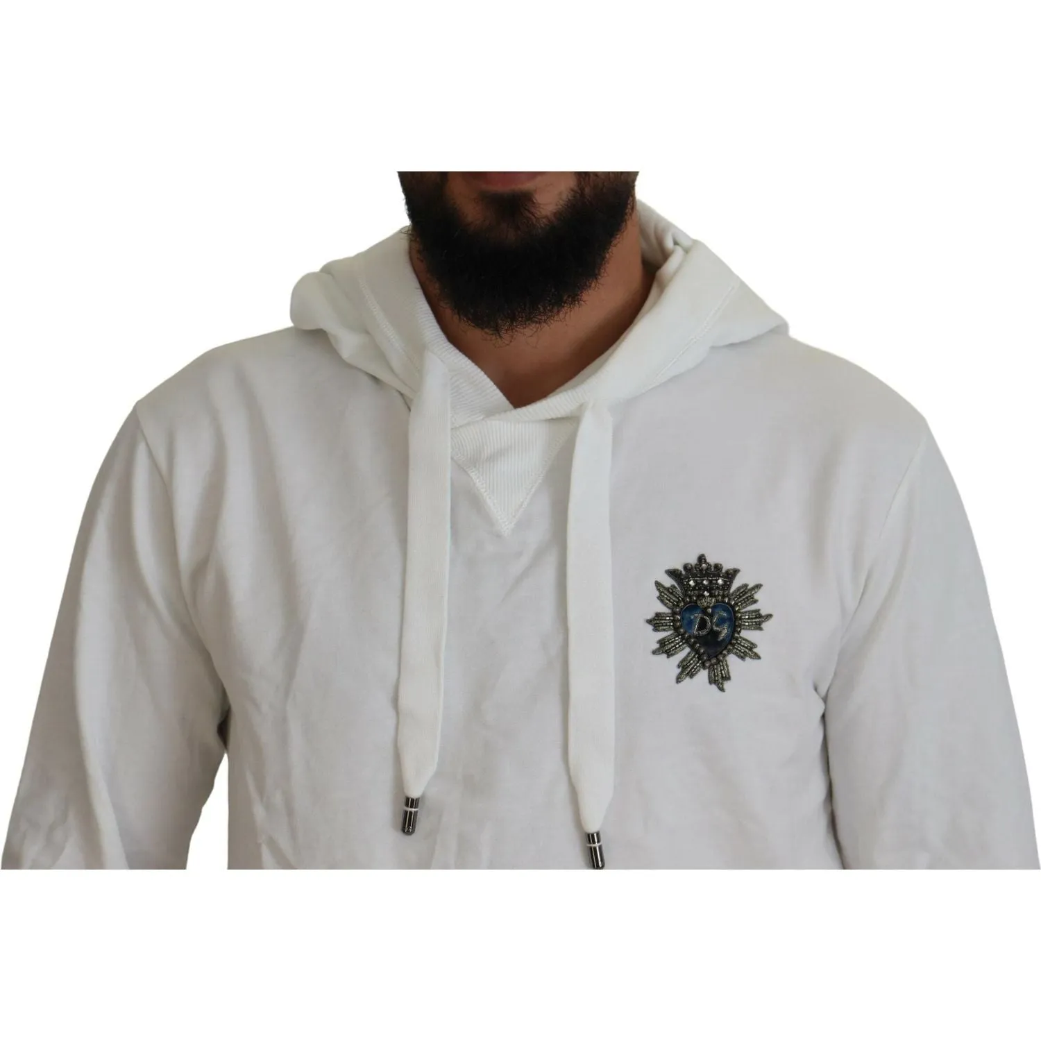 Dolce & Gabbana Elegant White Logo Hooded Sweatshirt