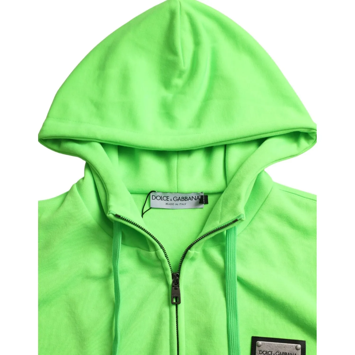 Dolce & Gabbana Neon Green Hooded Full Zip Top Sweater