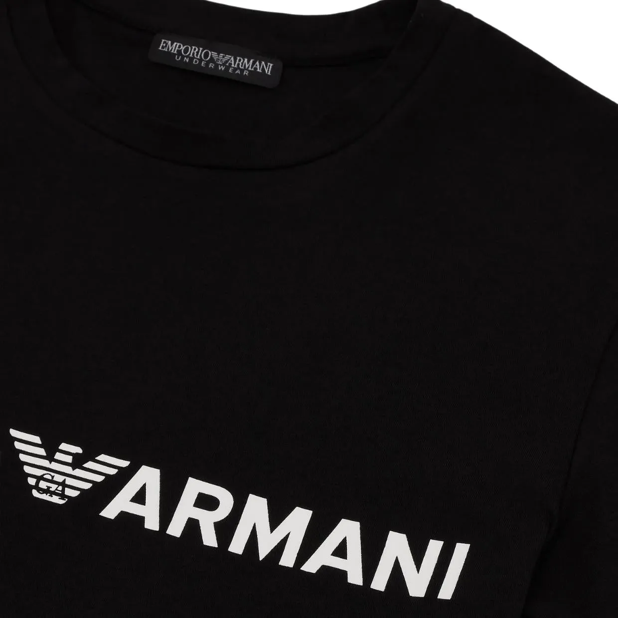 Emporio Armani Bodywear Black Crew Neck Mega Logo T-Shirt