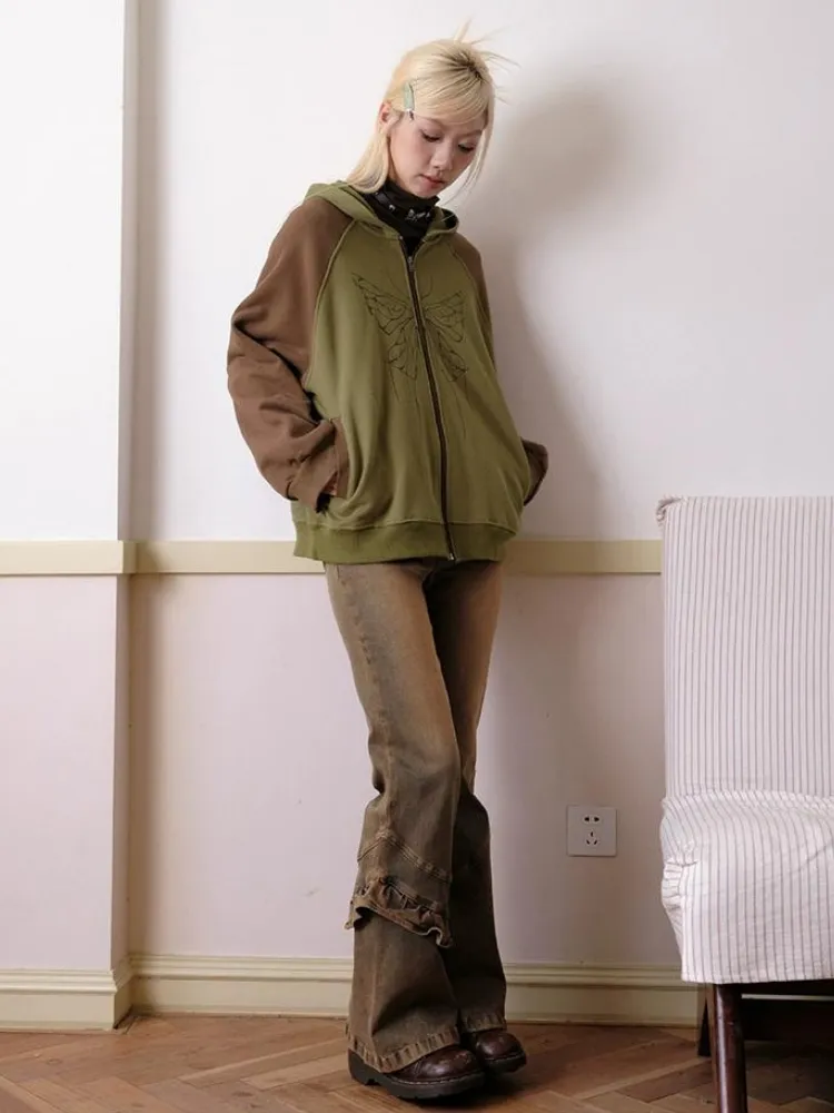 Green coffee color hooded sweatshirt【s0000003692】