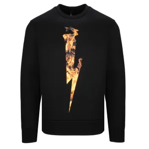 Neil Barrett Black Flame Thunderbolt Bonded Sweatshirt