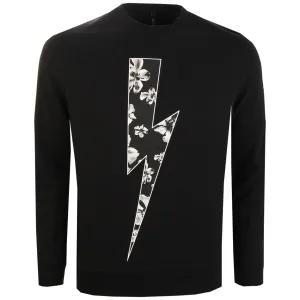 Neil Barrett Floral Thunderbolt Wing Black Sweatshirt