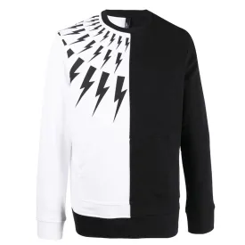 Neil Barrett Half Fair-isle Thunderbolt Sweatshirt