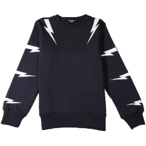 Neil Barrett Kids Thunderbolt Motif Navy Sweatshirt