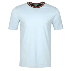 Paul Smith Stripe Rib T Shirt in Duck Egg Blue