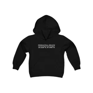 Pensacola Beach Coordinates Youth Hooded Sweatshirt