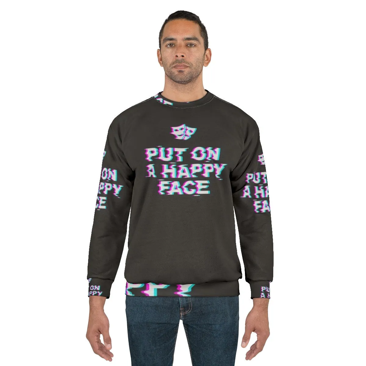 "Joker Happy Face Ironic Glitch Sweatshirt"