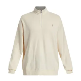 Ralph Lauren Embroidered Logo Half Zip Cream Sweatshirt