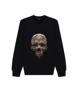 'Sticker Skull' Sweatshirt - Black